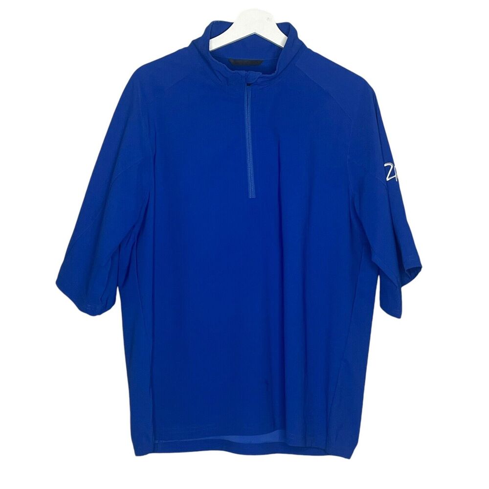 Zero Restriction Tour Series 1/4 Zip Shirt Mens Medium Blue Stretch Short Sleeve